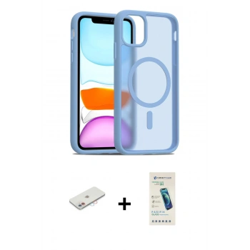 MARSİLYAN™- iPhone 11 Kılıf Siluet Minimal Prime - Şeffaf Pasifik Cam Ekran Koruyucu + Renkli Kamera Lens Koruma Cam - PE