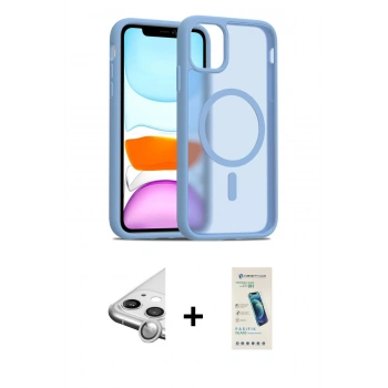 MARSİLYAN™- iPhone 11 Kılıf Siluet Minimal Prime - Şeffaf Pasifik Cam Ekran Koruyucu + Raze Metal Kamera Lens - GS