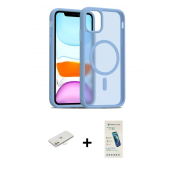 MARSİLYAN™- iPhone 11 Kılıf Siluet Minimal Prime - Şeffaf Pasifik Cam Ekran Koruyucu + Renkli Kamera Lens Koruma Cam - YL