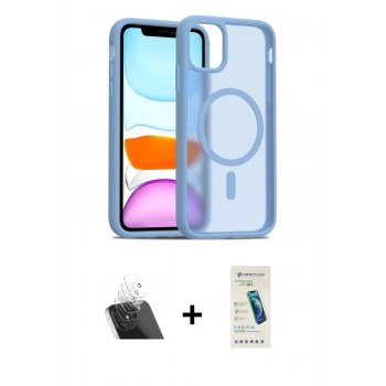 MARSİLYAN™- iPhone 11 Kılıf Siluet Minimal Prime - Şeffaf Pasifik Cam Ekran Koruyucu + Kamera Lens Koruma Cam - SF
