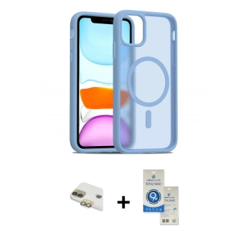 MARSİLYAN™- iPhone 11 Kılıf Siluet Minimal Prime - Şeffaf Royal Nano Ekran Koruyucu + Pers Alüminyum Kamera Lens - GD