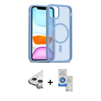 MARSİLYAN™- iPhone 11 Kılıf Siluet Minimal Prime - Şeffaf Royal Nano Ekran Koruyucu + Raze Metal Kamera Lens - GS