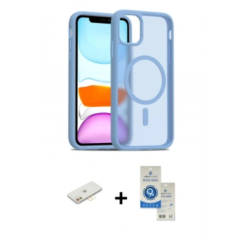 MARSİLYAN™- iPhone 11 Kılıf Siluet Minimal Prime - Şeffaf Royal Nano Ekran Koruyucu + Renkli Kamera Lens Koruma Cam - SI
