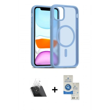 MARSİLYAN™- iPhone 11 Kılıf Siluet Minimal Prime - Şeffaf Royal Nano Ekran Koruyucu + Kamera Lens Koruma Cam - SF