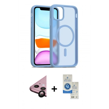 MARSİLYAN™- iPhone 11 Kılıf Siluet Minimal Prime - Şeffaf Royal Nano Ekran Koruyucu + Raze Metal Kamera Lens - SH