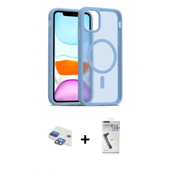 MARSİLYAN™- iPhone 11 Kılıf Siluet Minimal Prime - Şeffaf Uv Polymer Nano Ekran Koruyucu + Pers Alüminyum Kamera Lens - GI