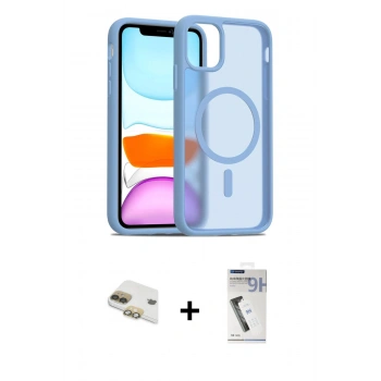 MARSİLYAN™- iPhone 11 Kılıf Siluet Minimal Prime - Şeffaf Uv Polymer Nano Ekran Koruyucu + Pers Alüminyum Kamera Lens - GD