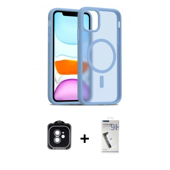 MARSİLYAN™- iPhone 11 Kılıf Siluet Minimal Prime - Şeffaf Uv Polymer Nano Ekran Koruyucu + PVD Metal Kamera Lens - YL