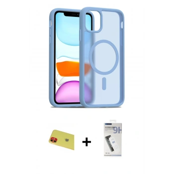 MARSİLYAN™- iPhone 11 Kılıf Siluet Minimal Prime - Şeffaf Uv Polymer Nano Ekran Koruyucu + Rainbow Kamera Lens Koruma Cam - KI