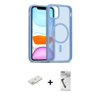 MARSİLYAN™- iPhone 11 Kılıf Siluet Minimal Prime - Şeffaf Uv Polymer Nano Ekran Koruyucu + Renkli Kamera Lens Koruma Cam - SI