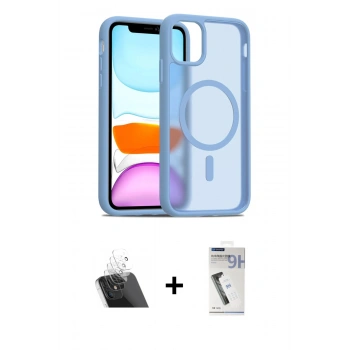 MARSİLYAN™- iPhone 11 Kılıf Siluet Minimal Prime - Şeffaf Uv Polymer Nano Ekran Koruyucu + Kamera Lens Koruma Cam - SF
