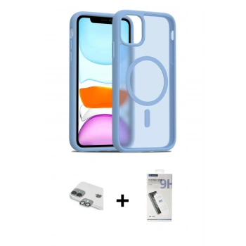 MARSİLYAN™- iPhone 11 Kılıf Siluet Minimal Prime - Şeffaf Uv Polymer Nano Ekran Koruyucu + Pers Alüminyum Kamera Lens - YL
