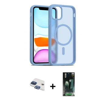 MARSİLYAN™- iPhone 11 Kılıf Siluet Minimal Prime - Siyah 360 Mat Full Body Arka Koruyucu + Pers Alüminyum Kamera Lens - LT