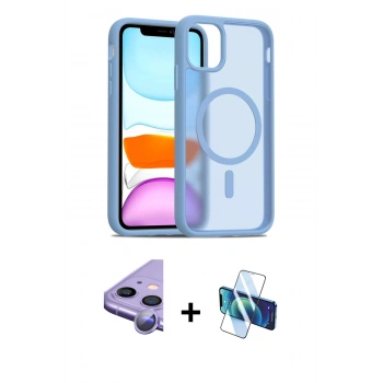 MARSİLYAN™- iPhone 11 Kılıf Siluet Minimal Prime - Siyah 3D Antistatik Cam Ekran Koruyucu + Raze Metal Kamera Lens - MR