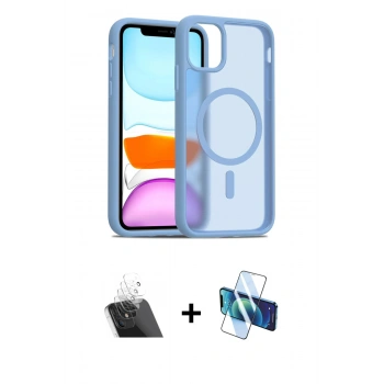 MARSİLYAN™- iPhone 11 Kılıf Siluet Minimal Prime - Siyah 3D Antistatik Cam Ekran Koruyucu + Kamera Lens Koruma Cam - SF