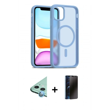 MARSİLYAN™- iPhone 11 Kılıf Siluet Minimal Prime - Siyah 3D Antistatik Hayalet Cam Ekran Koruyucu + Raze Metal Kamera Lens - MI