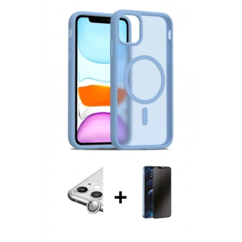 MARSİLYAN™- iPhone 11 Kılıf Siluet Minimal Prime - Siyah 3D Antistatik Hayalet Cam Ekran Koruyucu + Raze Metal Kamera Lens - GS