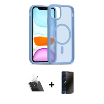 MARSİLYAN™- iPhone 11 Kılıf Siluet Minimal Prime - Siyah 3D Antistatik Hayalet Cam Ekran Koruyucu + Kamera Lens Koruma Cam - SF