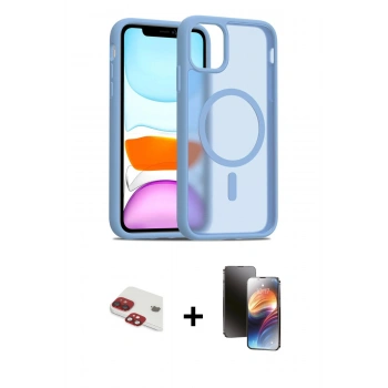 MARSİLYAN™- iPhone 11 Kılıf Siluet Minimal Prime - Siyah 3D Antistatik Mat Seramik Nano Ekran Koruyucu + Pers Alüminyum Kamera Lens - KI