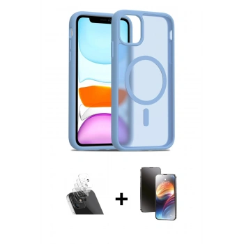 MARSİLYAN™- iPhone 11 Kılıf Siluet Minimal Prime - Siyah 3D Antistatik Mat Seramik Nano Ekran Koruyucu + Kamera Lens Koruma Cam - SF