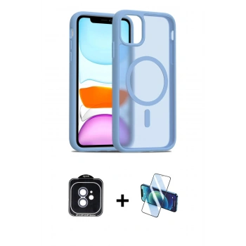 MARSİLYAN™- iPhone 11 Kılıf Siluet Minimal Prime - Siyah 3D Antistatik Seramik Nano Ekran Koruyucu + PVD Metal Kamera Lens - MI