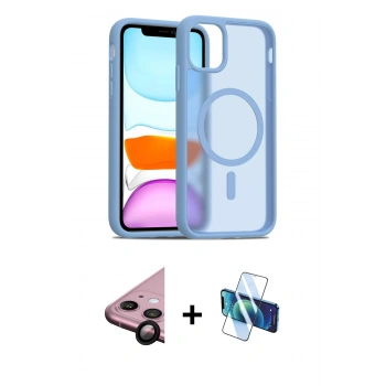 MARSİLYAN™- iPhone 11 Kılıf Siluet Minimal Prime - Siyah 3D Antistatik Seramik Nano Ekran Koruyucu + Raze Metal Kamera Lens - SH