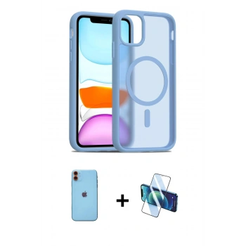 MARSİLYAN™- iPhone 11 Kılıf Siluet Minimal Prime - Siyah 3D Antistatik Seramik Nano Ekran Koruyucu + Neon Fosforlu Kamera Lens - TU
