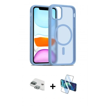 MARSİLYAN™- iPhone 11 Kılıf Siluet Minimal Prime - Siyah 3D Antistatik Seramik Nano Ekran Koruyucu + Pers Alüminyum Kamera Lens - YL