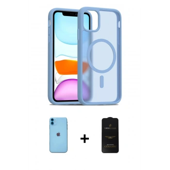 MARSİLYAN™- iPhone 11 Kılıf Siluet Minimal Prime - Siyah 6D Antistatik Mat Seramik Hayalet Nano Ekran Koruyucu + Neon Fosforlu Kamera Lens - MI
