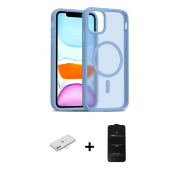 MARSİLYAN™- iPhone 11 Kılıf Siluet Minimal Prime - Siyah 6D Antistatik Mat Seramik Hayalet Nano Ekran Koruyucu + Renkli Kamera Lens Koruma Cam - YL
