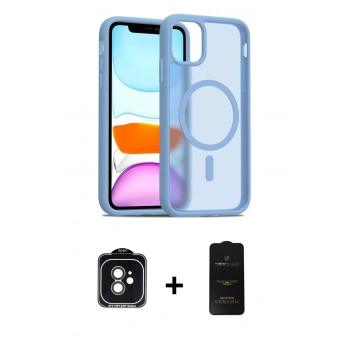 MARSİLYAN™- iPhone 11 Kılıf Siluet Minimal Prime - Siyah 6D Antistatik Mat Seramik Hayalet Nano Ekran Koruyucu + PVD Metal Kamera Lens - SH