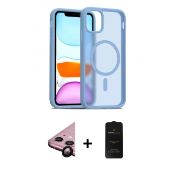 MARSİLYAN™- iPhone 11 Kılıf Siluet Minimal Prime - Siyah 6D Antistatik Mat Seramik Hayalet Nano Ekran Koruyucu + Raze Metal Kamera Lens - SH