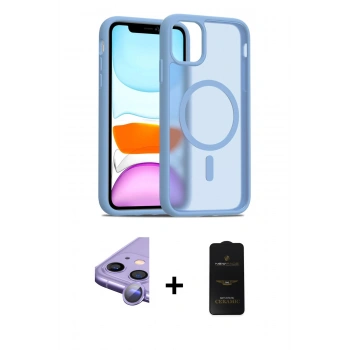 MARSİLYAN™- iPhone 11 Kılıf Siluet Minimal Prime - Siyah 6D Antistatik Mat Seramik Hayalet Nano Ekran Koruyucu + Raze Metal Kamera Lens - MR