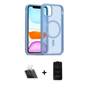 MARSİLYAN™- iPhone 11 Kılıf Siluet Minimal Prime - Siyah 6D Antistatik Mat Seramik Hayalet Nano Ekran Koruyucu + Kamera Lens Koruma Cam - SF