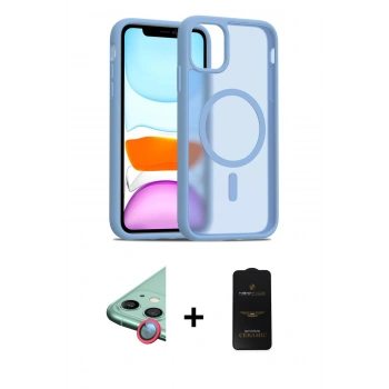 MARSİLYAN™- iPhone 11 Kılıf Siluet Minimal Prime - Siyah 6D Antistatik Mat Seramik Hayalet Nano Ekran Koruyucu + Raze Metal Kamera Lens - KI