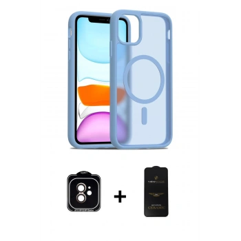 MARSİLYAN™- iPhone 11 Kılıf Siluet Minimal Prime - Siyah 6D Antistatik Mat Seramik Hayalet Nano Ekran Koruyucu + PVD Metal Kamera Lens - TU