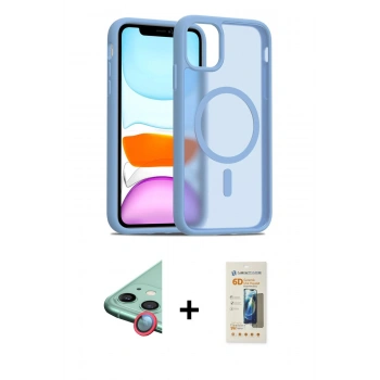 MARSİLYAN™- iPhone 11 Kılıf Siluet Minimal Prime - Siyah 6D Mat Seramik Hayalet Nano Ekran Koruyucu + Raze Metal Kamera Lens - KI