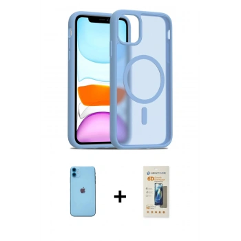 MARSİLYAN™- iPhone 11 Kılıf Siluet Minimal Prime - Siyah 6D Mat Seramik Hayalet Nano Ekran Koruyucu + Neon Fosforlu Kamera Lens - MI