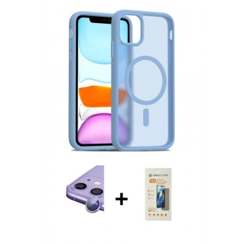 MARSİLYAN™- iPhone 11 Kılıf Siluet Minimal Prime - Siyah 6D Mat Seramik Hayalet Nano Ekran Koruyucu + Raze Metal Kamera Lens - MR