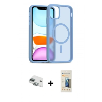 MARSİLYAN™- iPhone 11 Kılıf Siluet Minimal Prime - Siyah 6D Mat Seramik Hayalet Nano Ekran Koruyucu + Pers Alüminyum Kamera Lens - YL