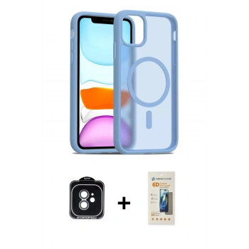 MARSİLYAN™- iPhone 11 Kılıf Siluet Minimal Prime - Siyah 6D Mat Seramik Hayalet Nano Ekran Koruyucu + PVD Metal Kamera Lens - YL