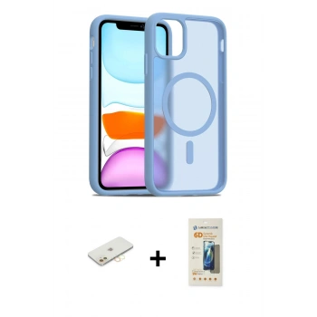 MARSİLYAN™- iPhone 11 Kılıf Siluet Minimal Prime - Siyah 6D Mat Seramik Hayalet Nano Ekran Koruyucu + Renkli Kamera Lens Koruma Cam - SI