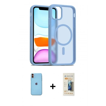 MARSİLYAN™- iPhone 11 Kılıf Siluet Minimal Prime - Siyah 6D Mat Seramik Hayalet Nano Ekran Koruyucu + Neon Fosforlu Kamera Lens - TU