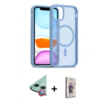 MARSİLYAN™- iPhone 11 Kılıf Siluet Minimal Prime - Siyah Bilvis 3D Cam Ekran Koruyucu + Raze Metal Kamera Lens - KI