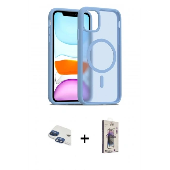MARSİLYAN™- iPhone 11 Kılıf Siluet Minimal Prime - Siyah Bilvis 3D Cam Ekran Koruyucu + Pers Alüminyum Kamera Lens - LT