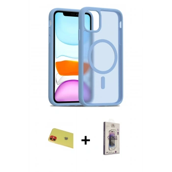 MARSİLYAN™- iPhone 11 Kılıf Siluet Minimal Prime - Siyah Bilvis 3D Cam Ekran Koruyucu + Rainbow Kamera Lens Koruma Cam - KI