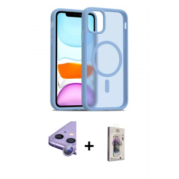 MARSİLYAN™- iPhone 11 Kılıf Siluet Minimal Prime - Siyah Bilvis 3D Cam Ekran Koruyucu + Raze Metal Kamera Lens - MR
