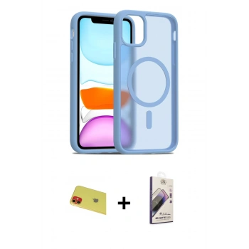 MARSİLYAN™- iPhone 11 Kılıf Siluet Minimal Prime - Siyah Bilvis 3D Mat Cam Ekran Koruyucu + Rainbow Kamera Lens Koruma Cam - KI