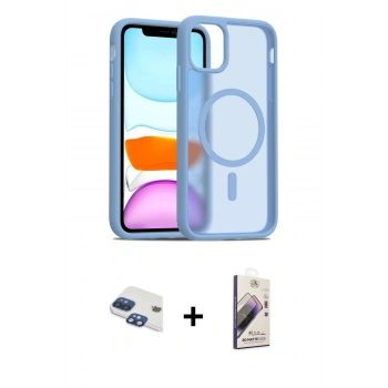 MARSİLYAN™- iPhone 11 Kılıf Siluet Minimal Prime - Siyah Bilvis 3D Mat Cam Ekran Koruyucu + Pers Alüminyum Kamera Lens - LT