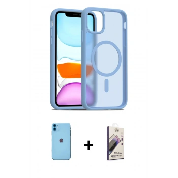 MARSİLYAN™- iPhone 11 Kılıf Siluet Minimal Prime - Siyah Bilvis 3D Mat Cam Ekran Koruyucu + Neon Fosforlu Kamera Lens - MI